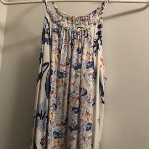 Long floral light dress.